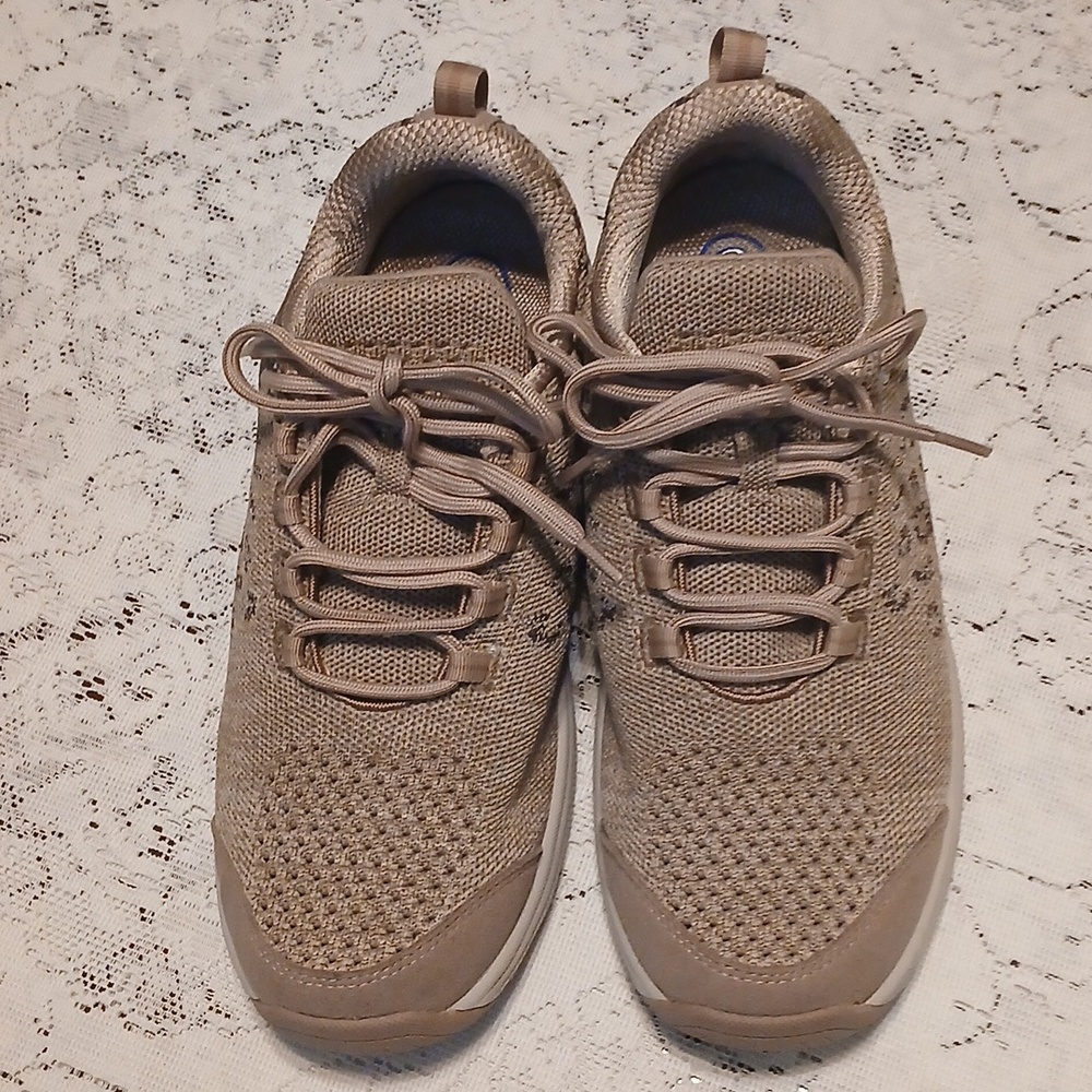 Orthofeet Taupe Knit Comfort Slip-On Shoe sz. 9X-Wide